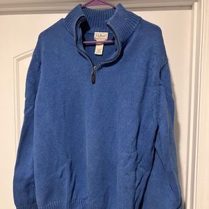 Preowned LLBean Sweater size says XL fits like a L, Blue, 1/4 Zipper